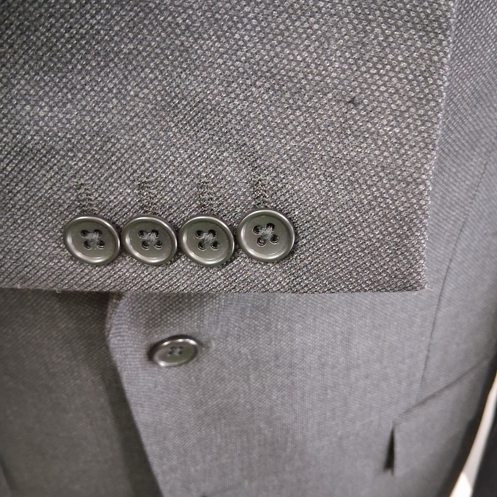 M&S Sartorial Suit Jacket 42R Charcoal Grey Wool Regular Fit Blazer Double Vent - Picture 3 of 9